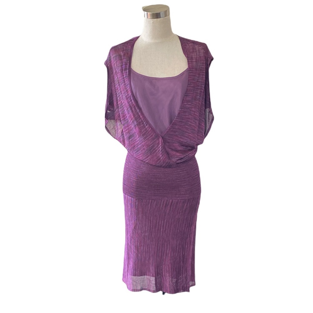Gorgeous! Italian Designer Production Sample; Purple Slip&Cowl-Neck Dress! EUC!